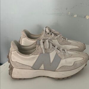 New Balance Beige and Gray Sneakers